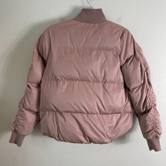 Sweaty Betty Womens 4 Dusty Pink Insulated Puffer Bomber Jacket Ribbed Collar - Picture 14 of 15